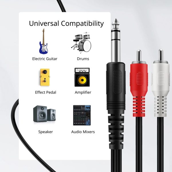 TNP Premium 1/4 Inch (6.35mm) TRS to Dual RCA Cable 3 Feet Balanced TRS Cable 1/4 Inch to 2 RCA Y Splitter, Red and White Male RCA to 1/4 Adapter Headphone Jack - Image 5