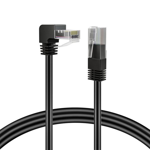 TNP Cat6 Ethernet Cable (Right Angle Down, 3 FT) - RJ45 90 Degree Network Connector 500 MHz 10 Gigabit Gold Plated Patch Plug Wire LAN Cord For PS4 Fire-Stick Xbox One Smart TV Gaming & Computer
