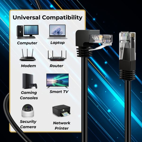 TNP Cat6 Ethernet Cable (Right Angle Down, 3 FT) - RJ45 90 Degree Network Connector 500 MHz 10 Gigabit Gold Plated Patch Plug Wire LAN Cord For PS4 Fire-Stick Xbox One Smart TV Gaming & Computer - Image 5