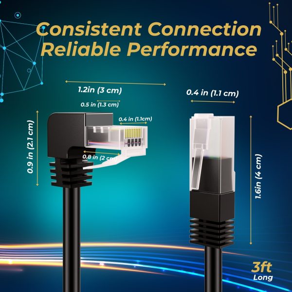 TNP Cat6 Ethernet Cable (Right Angle Down, 3 FT) - RJ45 90 Degree Network Connector 500 MHz 10 Gigabit Gold Plated Patch Plug Wire LAN Cord For PS4 Fire-Stick Xbox One Smart TV Gaming & Computer - Image 7