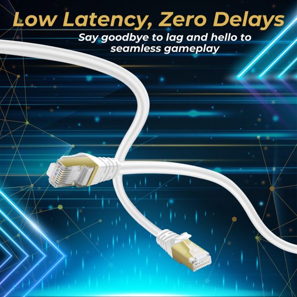 TNP CAT 6 Ethernet Cable - High Speed 10Gbps Gaming Internet Network Cord 250MHz - Indoor & Outdoor Short Ethernet Cable Cat 6 with RJ45 LAN Connector for Router, Modem, Pc, PS4/5, Xbox, White, 3 ft - Image 2