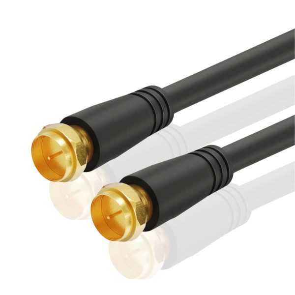 TNP RG6 Coaxial Cable Extension with F Type Connector - 10 Ft Black Coax Cable Extender for Modem, TV Antenna Cable, Dual-Shielded Cable Cord, Black Indoor & Outdoor Coax Cable Cord for TV, Satellite