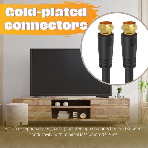 TNP RG6 Coaxial Cable Extension with F Type Connector - 10 Ft Black Coax Cable Extender for Modem, TV Antenna Cable, Dual-Shielded Cable Cord, Black Indoor & Outdoor Coax Cable Cord for TV, Satellite - Image 5
