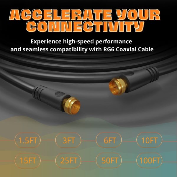 TNP RG6 Coaxial Cable Extension with F Type Connector - 10 Ft Black Coax Cable Extender for Modem, TV Antenna Cable, Dual-Shielded Cable Cord, Black Indoor & Outdoor Coax Cable Cord for TV, Satellite - Image 8