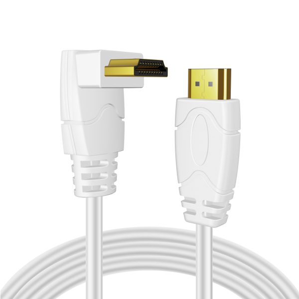 TNP 4K HDMI Cable Right Angle 270 Degree (3FT) - White High Speed 18GBPs HDMI Wire Cord 4K 60Hz HDR 2K 2160p 1080p 1440p 3D ARC/eARC Ethernet For Video Gaming Xbox One X PS 4 Pro & Apple TV HDTV