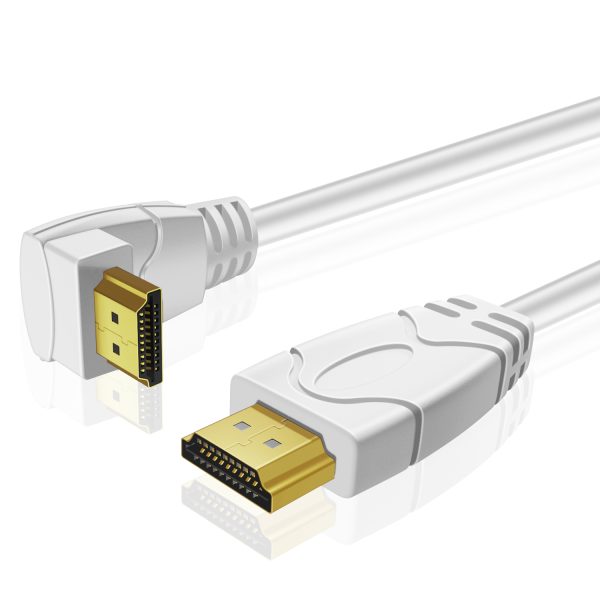 TNP 4K HDMI Cable Right Angle 270 Degree (3FT) - White High Speed 18GBPs HDMI Wire Cord 4K 60Hz HDR 2K 2160p 1080p 1440p 3D ARC/eARC Ethernet For Video Gaming Xbox One X PS 4 Pro & Apple TV HDTV - Image 2