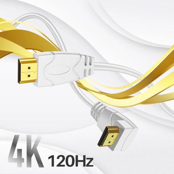 TNP 4K HDMI Cable Right Angle 270 Degree (3FT) - White High Speed 18GBPs HDMI Wire Cord 4K 60Hz HDR 2K 2160p 1080p 1440p 3D ARC/eARC Ethernet For Video Gaming Xbox One X PS 4 Pro & Apple TV HDTV - Image 3