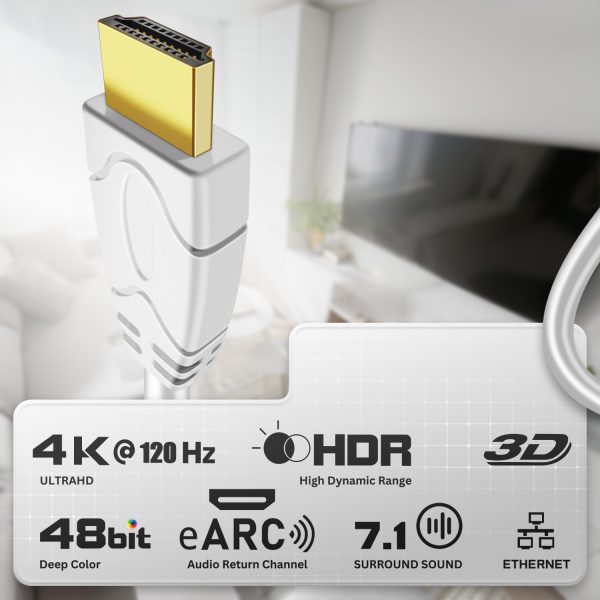 TNP 4K HDMI Cable Right Angle 270 Degree (3FT) - White High Speed 18GBPs HDMI Wire Cord 4K 60Hz HDR 2K 2160p 1080p 1440p 3D ARC/eARC Ethernet For Video Gaming Xbox One X PS 4 Pro & Apple TV HDTV - Image 4