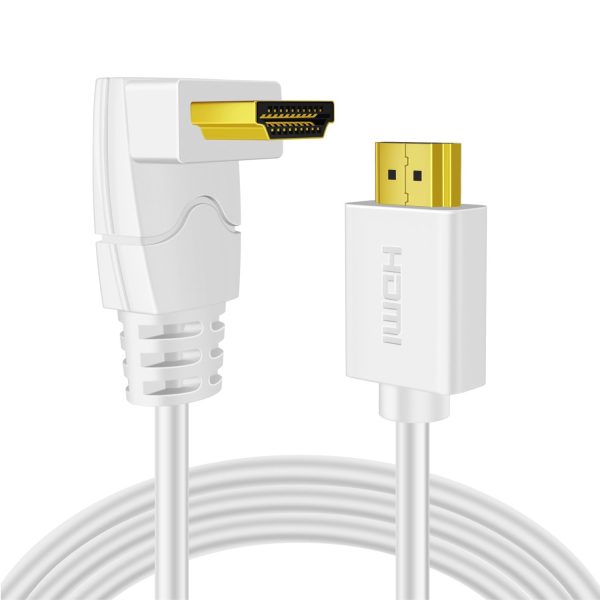 TNP 4K HDMI Cable Right Angle 90 Degree (3 FT) - White High Speed 18GBPs HDMI Wire Cord Support 4K 60Hz 2K 2160p 1440p 1080p 3D ARC/eARC Ethernet For Video Gaming Xbox One PS 4 & 4K Apple TV HDTV
