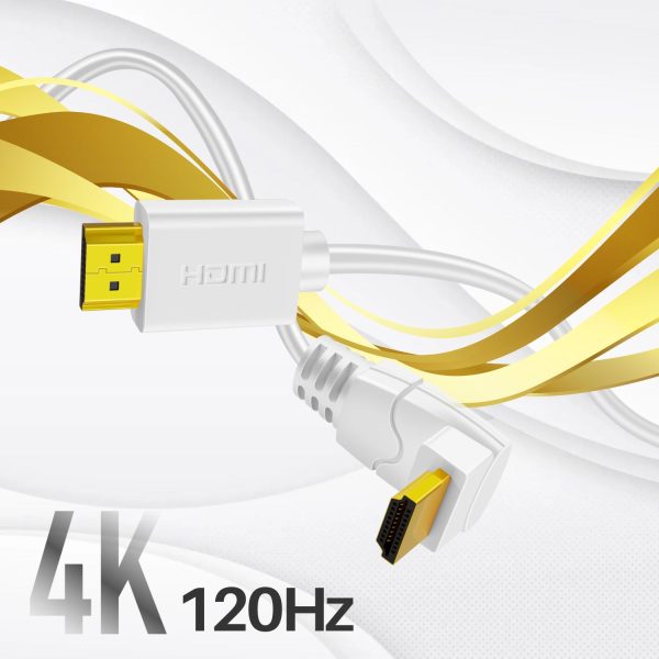TNP 4K HDMI Cable Right Angle 90 Degree (3 FT) - White High Speed 18GBPs HDMI Wire Cord Support 4K 60Hz 2K 2160p 1440p 1080p 3D ARC/eARC Ethernet For Video Gaming Xbox One PS 4 & 4K Apple TV HDTV - Image 3