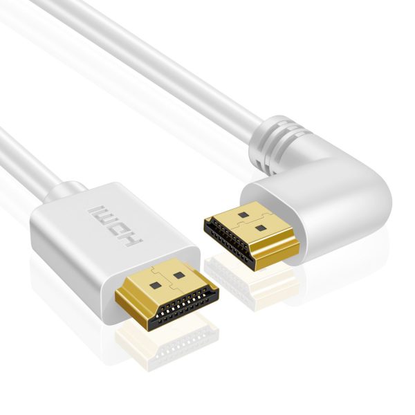 TNP HDMI Cable Left Angle 90 Degree (10 FT) - White High Speed HDMI 2.0 Cord,Supports UHD 4K 60hz 2K 2160p Full HD 1080p Quad HD 1440p 3D ARC/eARC Ethernet For Xbox One X / S PS 4 Pro / Slim & HDTV - Image 2
