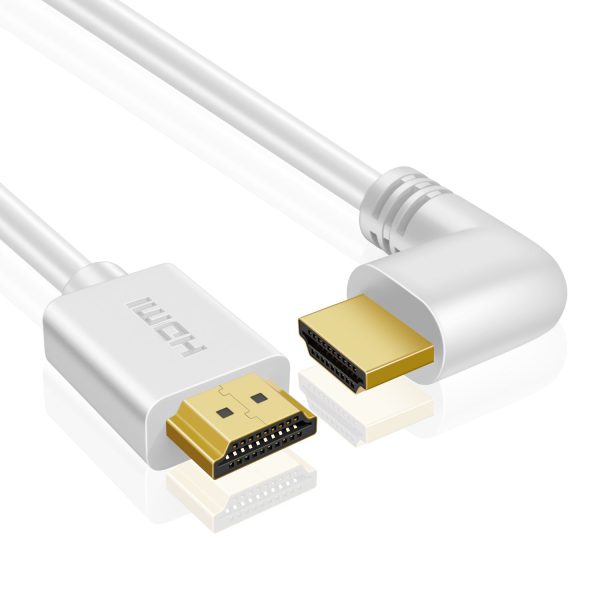TNP Right Angle HDMI Cable (3 FT) - White High Speed HDMI 2.0 Cord UHD 4K 60hz 2K 2160p Full HD 1080p Quad HD 1440p 3D ARC/eARC Ethernet For Xbox One X / S PS 4 Pro / Slim & Apple TV 4K - Image 2