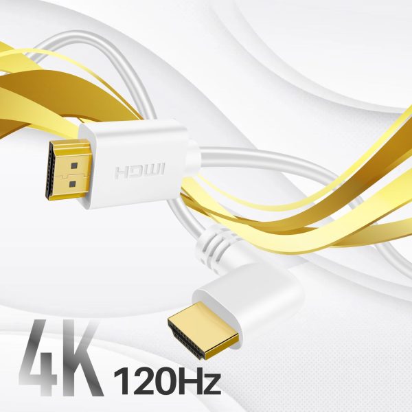 TNP Right Angle HDMI Cable (6 FT) - White High Speed HDMI 2.0 Cord UHD 4K 60hz 2K 2160p Full HD 1080p Quad HD 1440p 3D ARC/eARC Ethernet For Xbox One X / S PS 4 Pro / Slim & Apple TV 4K - Image 3