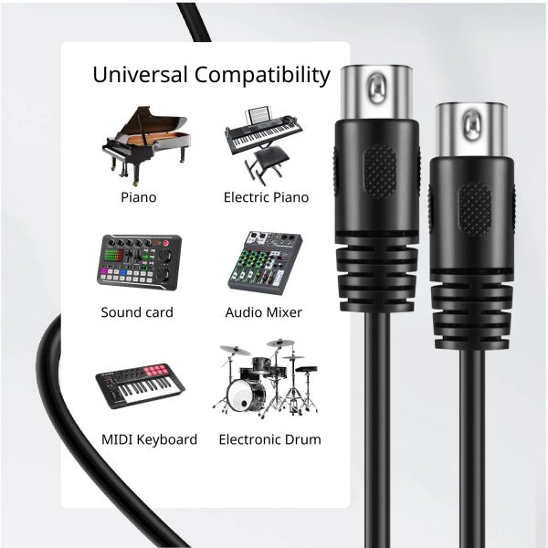 TNP MIDI Cable (1FT) - 5 Pin DIN Male Audio MIDI to MIDI Connector Interface Jack Plug Wire Cord - Image 5