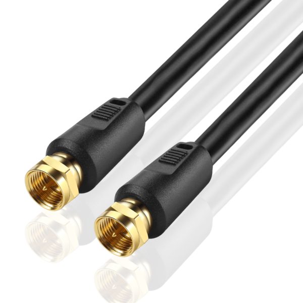 TNP Coaxial Cable Connector F Type - Gold Plated RG6 Coax Cable Cord for TV Antenna, Satellite Receivers, Cable Modem - Quad Shielded Coaxial Cable 20IN Extender Adapter for Indoor and Outdoor Use