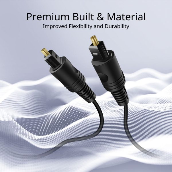 TNP Digital Optical Audio Cable 50 Feet S/PDIF Fiber Optic Cable Toslink TV Optical Cable for Soundbar, Home Theater, Speaker Wire, TV, PS4, Xbox Male to Male Gold Connectors & Strain-Relief Cord| - Image 3