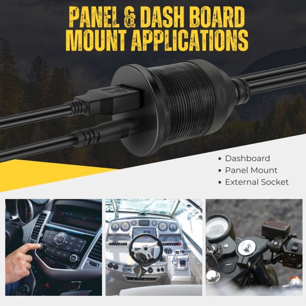 TNP USB AUX Flush Mount Cable, Dashboard Panel Dash Mount USB + 3.5mm AUX 1/8" Audio Jack Port Socket Plug Water Resistant Connector Extension Wire Cord f/ Car Truck Trailer Boat Motorcycle (1M / 3FT) - Image 5