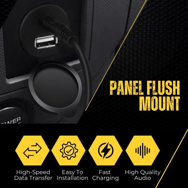 TNP USB AUX Flush Mount Cable, Dashboard Panel Dash Mount USB + 3.5mm AUX 1/8" Audio Jack Port Socket Plug Water Resistant Connector Extension Wire Cord f/ Car Truck Trailer Boat Motorcycle (1M / 3FT) - Image 7