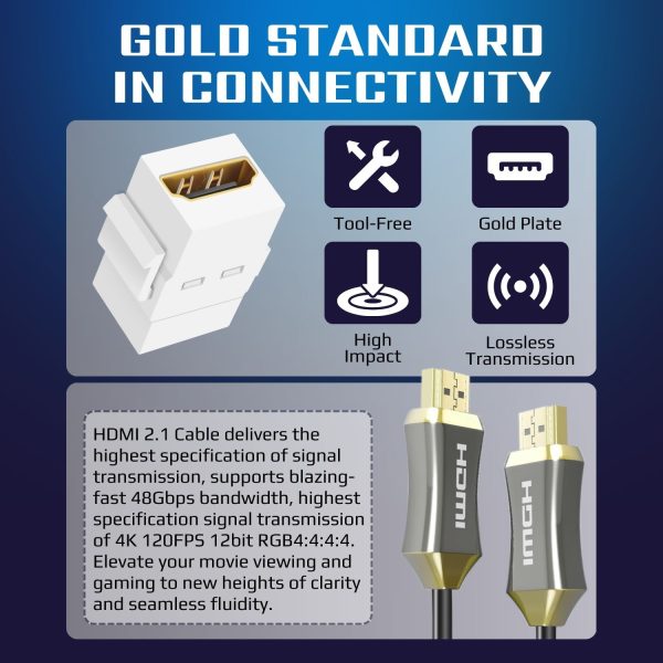 TNP 4K HDMI Keystone Jack Insert - High-Speed Keystone HDMI Definition, Snap-In HDMI Jack Insert for Standard Keystone Wall Plates, 4K HDMI Keystone Wall Plate Insert with Gold-Plated Connectors - Image 4