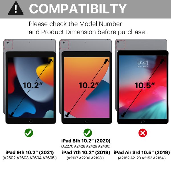TNP Case for iPad 9th Gen 2021/iPad 8th 2020/iPad 7th 2019 Generation Protective Cover with Pencil Holder - 10.2 inch Slim Soft TPU Trifold Stand PU Leather Folio - Composition Book Pink - Image 2