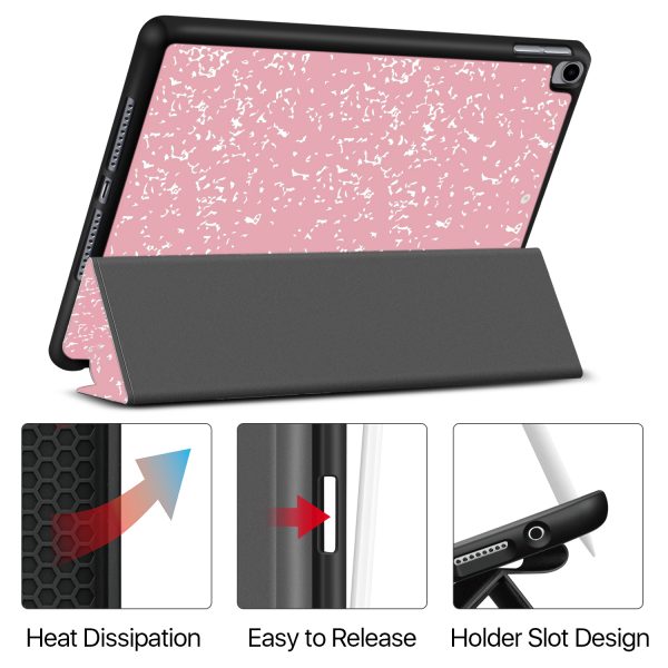 TNP Case for iPad 9th Gen 2021/iPad 8th 2020/iPad 7th 2019 Generation Protective Cover with Pencil Holder - 10.2 inch Slim Soft TPU Trifold Stand PU Leather Folio - Composition Book Pink - Image 5