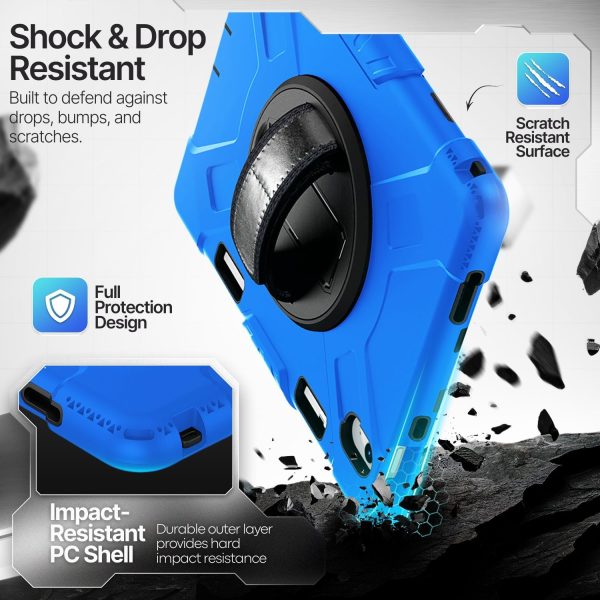 TNP Protective Case for iPad 10.9 Inch 10th Generation 2022 - Shockproof Cover Case with Pencil Holder, Rotating Handle, Adjustable Stand & Shoulder Strap (Model: A2696, A2757, A2777), Blue - Image 3