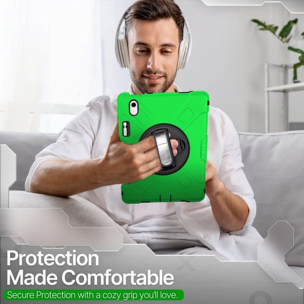 TNP Protective Case for iPad 10.9 Inch 10th Generation 2022 - Shockproof Cover Case with Pencil Holder, Rotating Handle, Adjustable Stand & Shoulder Strap (Model: A2696, A2757, A2777), Green - Image 10