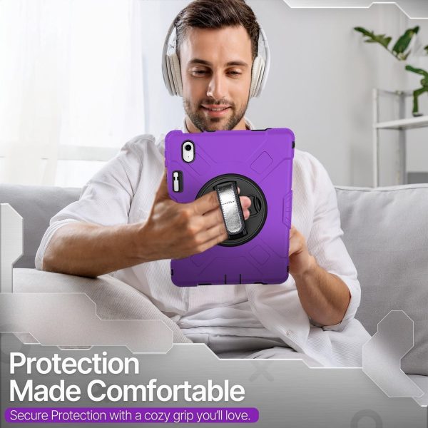 TNP Protective Case for iPad 10.9 Inch 10th Generation 2022 - Shockproof Cover Case with Pencil Holder, Rotating Handle, Adjustable Stand & Shoulder Strap (Model: A2696, A2757, A2777), Purple - Image 10