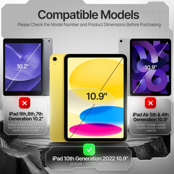 TNP Protective Case for iPad 10.9 Inch 10th Generation 2022 - Shockproof Cover Case with Pencil Holder, Rotating Handle, Adjustable Stand & Shoulder Strap (Model: A2696, A2757, A2777), Red - Image 2