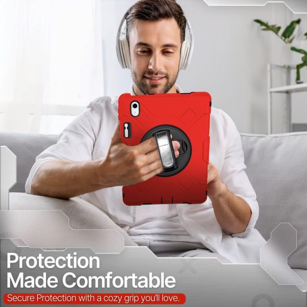 TNP Protective Case for iPad 10.9 Inch 10th Generation 2022 - Shockproof Cover Case with Pencil Holder, Rotating Handle, Adjustable Stand & Shoulder Strap (Model: A2696, A2757, A2777), Red - Image 10