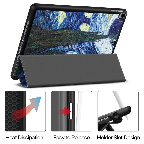 TNP Case for iPad 9th Gen 2021/iPad 8th 2020/iPad 7th 2019 Generation Protective Cover with Pencil Holder - 10.2 inch Slim Soft TPU Trifold Stand PU Leather Folio Auto Sleep Wake - Starry Night - Image 5