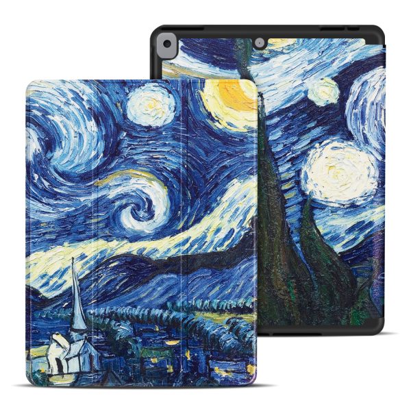 TNP Case for iPad 9th Gen 2021/iPad 8th 2020/iPad 7th 2019 Generation Protective Cover with Pencil Holder - 10.2 inch Slim Soft TPU Trifold Stand PU Leather Folio Auto Sleep Wake - Starry Night - Image 7