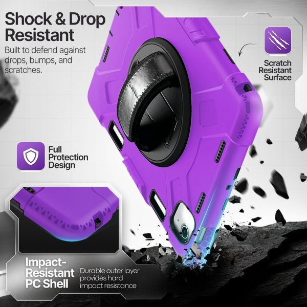 TNP Protective Case for iPad Air 13 Inch M2 6th 2024 & iPad Pro 12.9" 6th/5th/4th/3rd Gen (2022 2021 2020 2018) - Shockproof Cover w/ Pencil Holder, Handle, Adjustable Stand & Shoulder Strap, Purple - Image 3