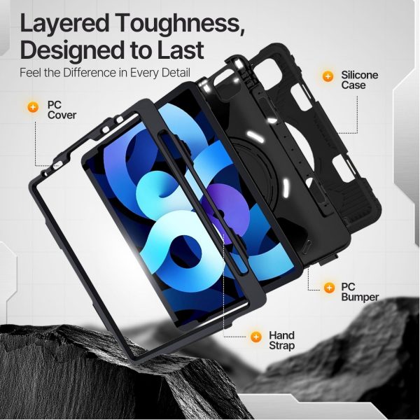 TNP Protective Case for iPad Air 6th M2 2024 11 Inch, 5th 4th Gen 10.9 inch and iPad Pro 4th 3rd 2nd Generation (2022 2021 2020 2018)w/ Pencil Holder, Handle, Stand & Shoulder Strap, Black - Image 8