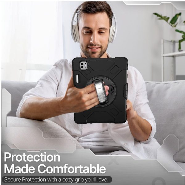TNP Protective Case for iPad Pro 11 Inch M4 5th Generation 2024 - Shockproof Cover Case with Pencil Holder, Rotating Handle, Adjustable Stand & Shoulder Strap (Model: A2836/A2837/A3006), Black - Image 10