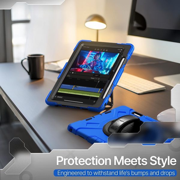 TNP Protective Case for iPad Pro 11 Inch M4 5th Generation 2024 - Shockproof Cover Case with Pencil Holder, Rotating Handle, Adjustable Stand & Shoulder Strap (Model: A2836/A2837/A3006), Blue - Image 11