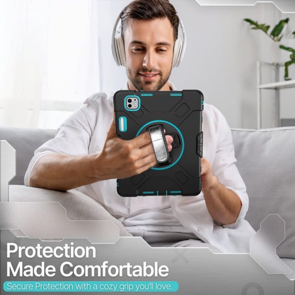TNP Protective Case for iPad Pro 11 Inch M4 5th Generation 2024 - Shockproof Cover Case with Pencil Holder, Rotating Handle, Adjustable Stand & Shoulder Strap (Model: A2836/A2837/A3006), Mint - Image 10
