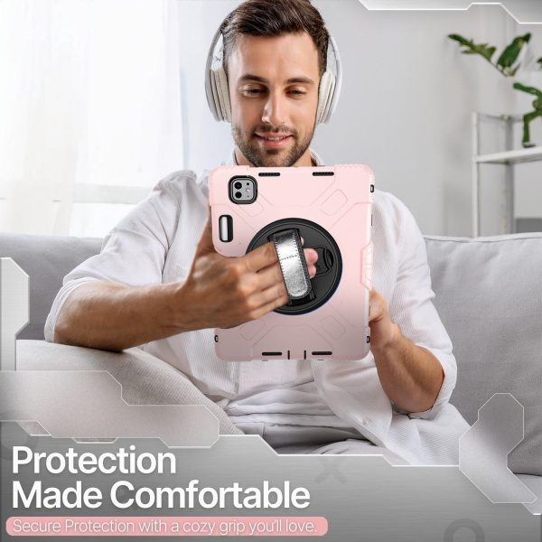 TNP Protective Case for iPad Pro 11 Inch M4 5th Generation 2024 - Shockproof Cover Case with Pencil Holder, Rotating Handle, Adjustable Stand & Shoulder Strap (Model: A2836/A2837/A3006), Pink - Image 10