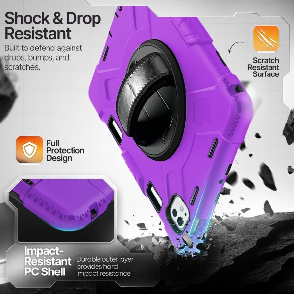TNP Protective Case for iPad Pro 13 Inch M4 7th Generation 2024 - Shockproof Cover Case with Pencil Holder, Rotating Handle, Adjustable Stand & Shoulder Strap (Model: A2925, A2926, A3007), Purple - Image 3