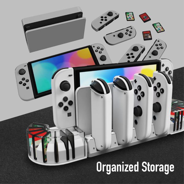 TNP Switch Dock Charging Station Stand - Joy-Con Controller Charger for Nintendo Switch & Switch OLED - Upgraded Switch Joycon Charger with 20-Slot Game Card Holder - Image 3