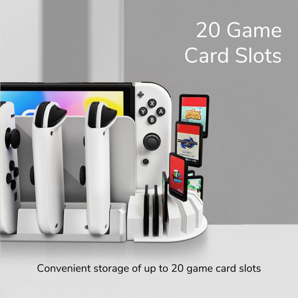 TNP Switch Dock Charging Station Stand - Joy-Con Controller Charger for Nintendo Switch & Switch OLED - Upgraded Switch Joycon Charger with 20-Slot Game Card Holder - Image 6