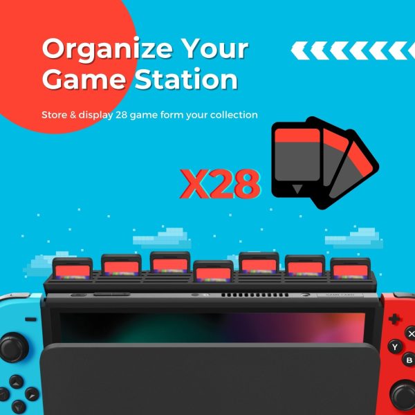 TNP Game Cards Storage Holder for Nintendo Switch Dock, Add-on Cartridge Case Slot Box Rack Mod with 28 Game Card Organizer Slots for Nintendo Switch, Switch Lite Game Cards - Image 4