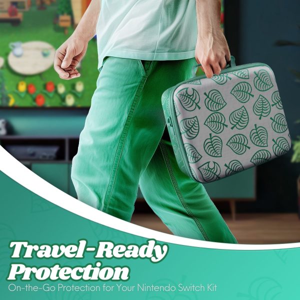 TNP Storage Case with 2-in1 Portable Travel Carry Cover for Nintendo Switch New Horizon Animal Leaf Crossing Hard Shell EVA Material Pouch Traveler Deluxe, Joy-Con Controller, Game Card Holders - Image 2