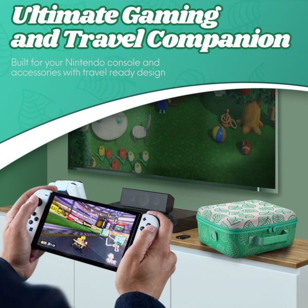 TNP Storage Case with 2-in1 Portable Travel Carry Cover for Nintendo Switch New Horizon Animal Leaf Crossing Hard Shell EVA Material Pouch Traveler Deluxe, Joy-Con Controller, Game Card Holders - Image 8
