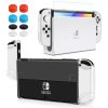 TNP Dockable Case for Nintendo Switch OLED Clear Case Protector - Transparent Oled Switch Skin Protective Grip Case with Screen Protector and 8 Thumb Caps for Nintendo Switch OLED Accessories 2021
