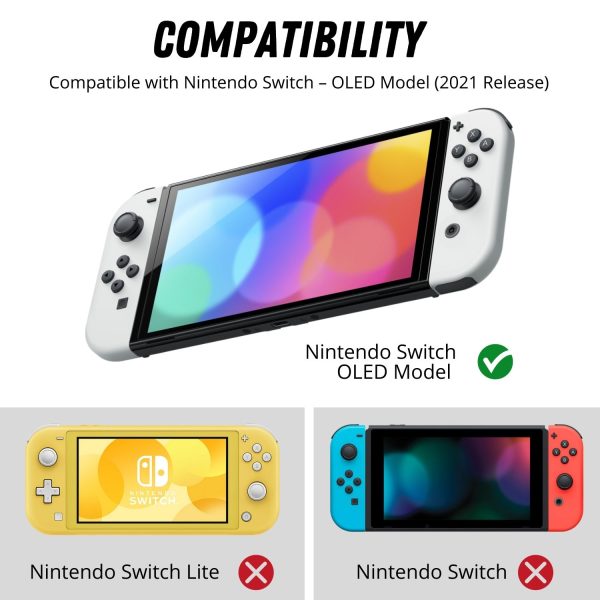 TNP Dockable Case for Nintendo Switch OLED Clear Case Protector - Transparent Oled Switch Skin Protective Grip Case with Screen Protector and 8 Thumb Caps for Nintendo Switch OLED Accessories 2021 - Image 2