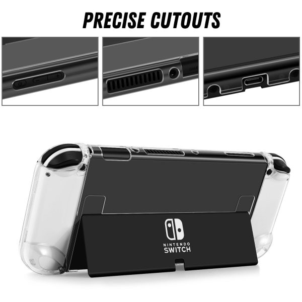 TNP Dockable Case for Nintendo Switch OLED Clear Case Protector - Transparent Oled Switch Skin Protective Grip Case with Screen Protector and 8 Thumb Caps for Nintendo Switch OLED Accessories 2021 - Image 4
