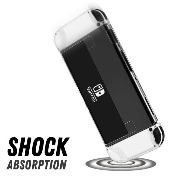 TNP Dockable Case for Nintendo Switch OLED Clear Case Protector - Transparent Oled Switch Skin Protective Grip Case with Screen Protector and 8 Thumb Caps for Nintendo Switch OLED Accessories 2021 - Image 6