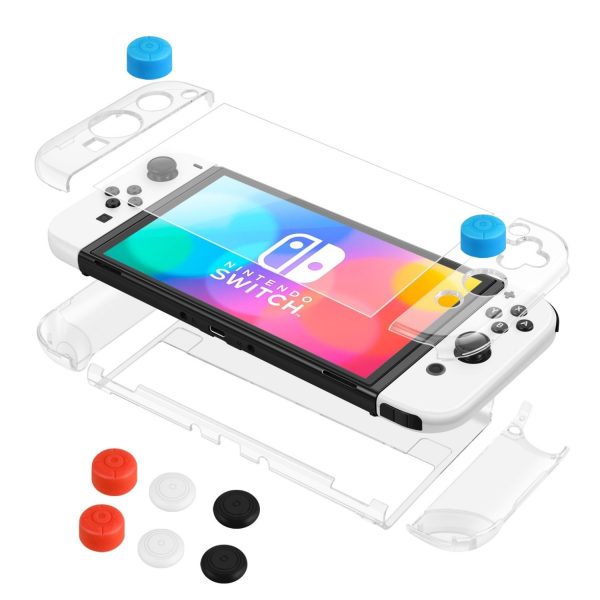 TNP Dockable Case for Nintendo Switch OLED Clear Case Protector - Transparent Oled Switch Skin Protective Grip Case with Screen Protector and 8 Thumb Caps for Nintendo Switch OLED Accessories 2021 - Image 7