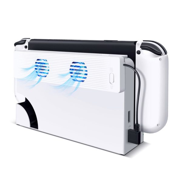 TNP Cooling Fan for Nintendo Switch and Switch OLED - External Dock Station Cooling Fan for Nintendo Switch OLED - High Speed Silent Fan Effective Heat Dissipation - USB Port Input, White